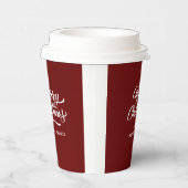 Deep Red Merry Christmas Papieren Bekers (Rechts)