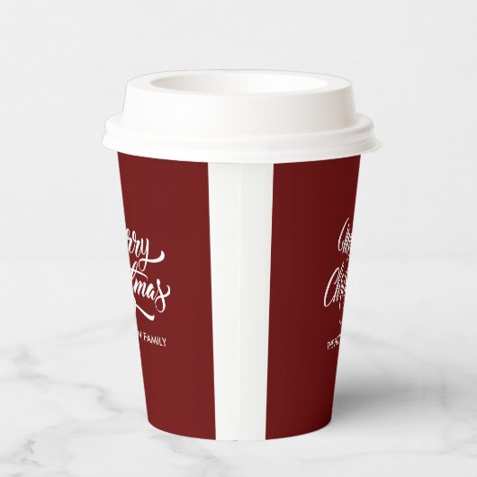 Deep Red Merry Christmas Papieren Bekers (Rechts)