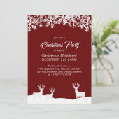 Deep Red Merry Christmas Party Kaart (Staand voorkant)