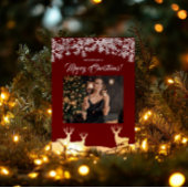 Deep Red Merry Christmas Uw foto Briefkaart