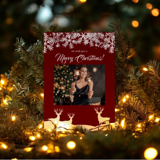 Deep Red Merry Christmas Uw foto Briefkaart