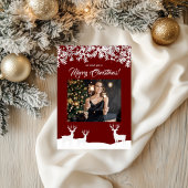 Deep Red Merry Christmas Uw foto Briefkaart