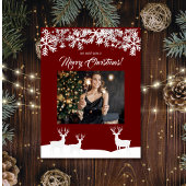 Deep Red Merry Christmas Uw foto Briefkaart