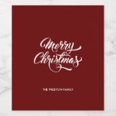 Deep Red Merry Christmas Wijn Etiket (Enkel label)