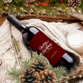 Deep Red Merry Christmas Wijn Etiket
