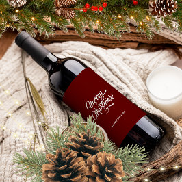 Deep Red Merry Christmas Wijn Etiket