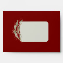 Deep Red met Gold Leaf Christmas Envelope