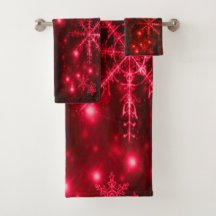 Deep Red met heldere sneeuwvlokken handdoek Set