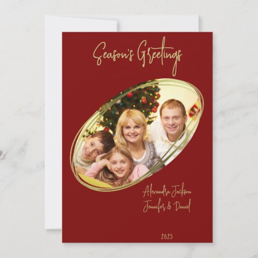 Deep Red Minimal Season's Groetjes Kerst Feestdagenkaart (Voorkant)