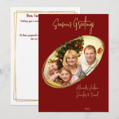 Deep Red Minimal Season's Groetjes Kerst Feestdagenkaart (Voorkant / Achterkant)