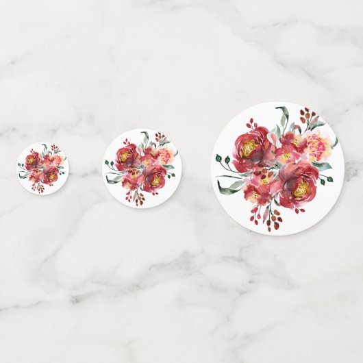 Deep-red Modern Garden Flowers Bouquet Confetti (Achterkanten)