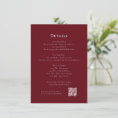 Deep Red Modern Wedding Details Enclosure Kaart (Staand voorkant)