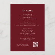 Deep Red Modern Wedding Details Enclosure Kaart