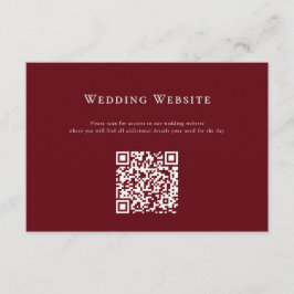 Deep Red Modern Wedding Website QR Code Kaart