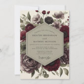 Deep Red Moody Bloom Wedding Kaart (Voorkant)