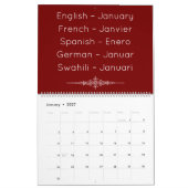 Deep Red Multilingual Calendar Kalender (Jan 2027)