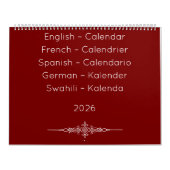 Deep Red  Multilingual Calendar Kalender (Hoes)