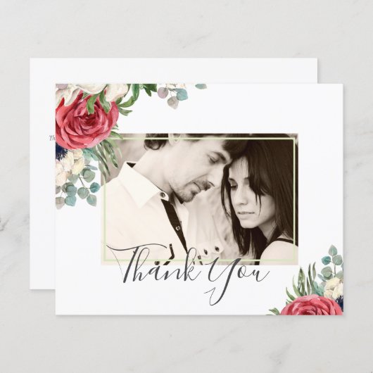 Deep Red Navy Floral Eucalyptus Greenery Wedding (Voorkant / Achterkant)