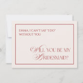 Deep Red Old Money Will You Be My Bridesmaid Card Kaart (Voorkant)