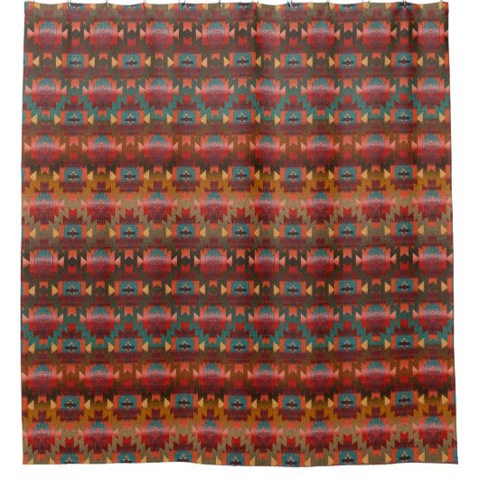 Deep Red, Ombre Southwestern Style Shower Curtain Douchegordijn (Voorkant)