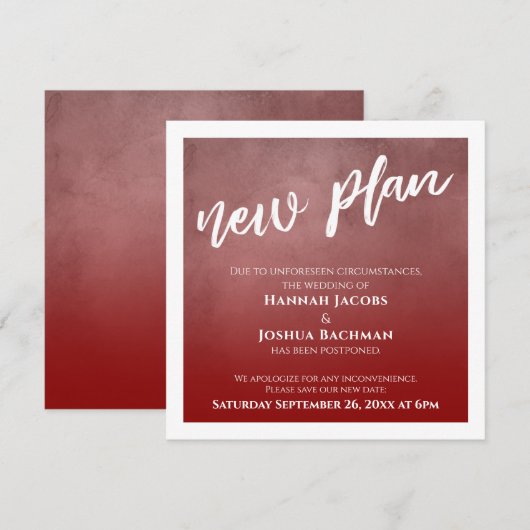Deep Red Ombre uitgesteld bruiloft nieuwe plan Kaa Kaart (Voorkant / Achterkant)
