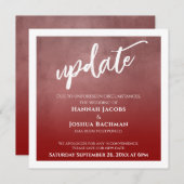 Deep Red Ombre uitgestelde bruiloft update Kaart (Voorkant / Achterkant)