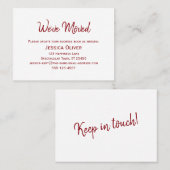 Deep Red op witte "We hebben verplaatst" Kaart Visitekaartje (Voorkant / Achterkant)