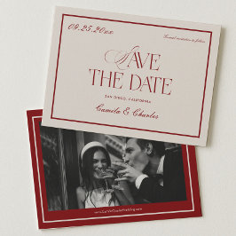 Deep Red Opera Wedding Save the Date Photo Kaart