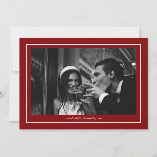 Deep Red Opera Wedding Save the Date Photo Kaart (Achterkant)