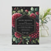 Deep Red Opulent Bloom Wedding Kaart (Staand voorkant)