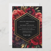 Deep Red Opulent Floral Wedding Kaart (Voorkant)