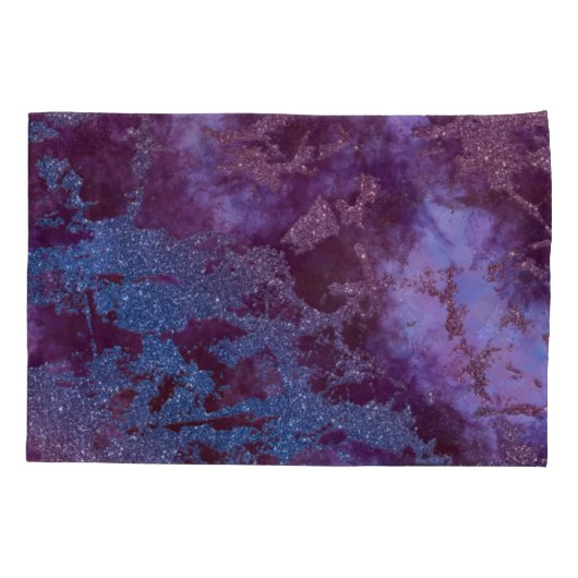 Deep Red paars blue ombre glitter marmer Kussensloop (Achterkant-Links)