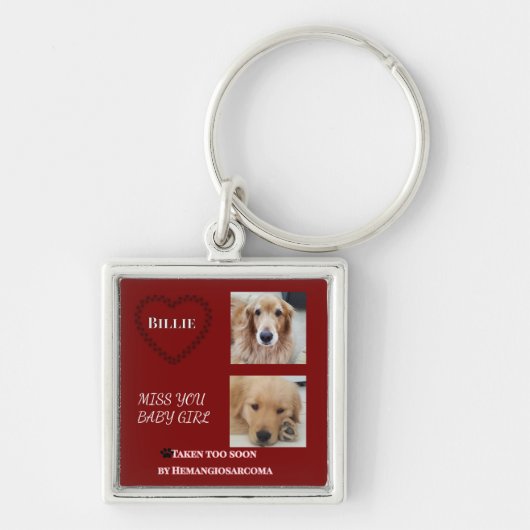 Deep Red Pet Loss Keepsake Sleutelhanger (Voorkant)