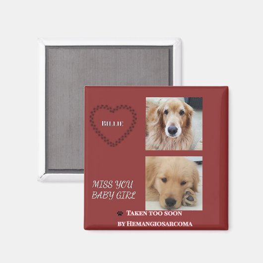 Deep Red Pet Loss Tribute Magneet (Voorkant / Achterkant)