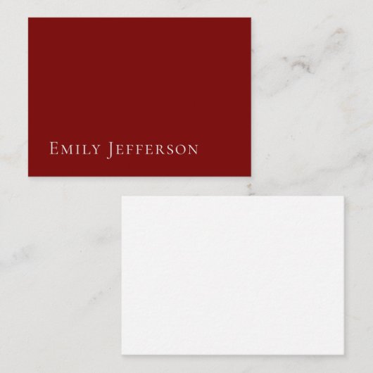 Deep Red Plain Elegant Professional Modern Informatiekaartje (Voorkant / Achterkant)