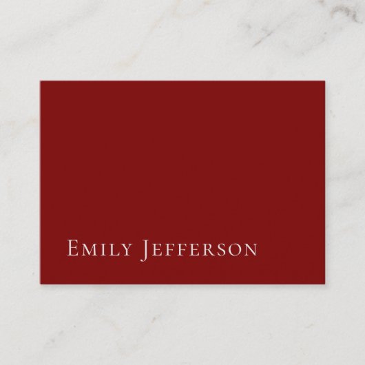 Deep Red Plain Elegant Professional Modern Informatiekaartje (Voorkant)
