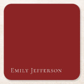 Deep Red Plain Elegant Professional Modern Kartonnen Onderzetters (Voorkant)