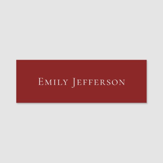 Deep Red Plain Elegant Professional Modern Naamplaatje (Voorkant)