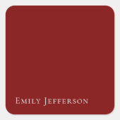 Deep Red Plain Elegant Professional Modern Vierkante Sticker (Voorkant)