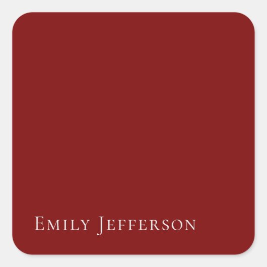 Deep Red Plain Elegant Professional Modern Vierkante Sticker (Voorkant)