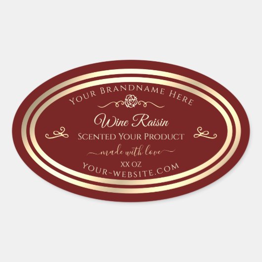 Deep Red Product Label Goud Lijst en Roos (Voorkant)
