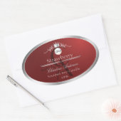 Deep Red Product Label Silver Frame Logo Monogram (Envelop)