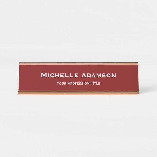 Deep Red Professional Plain Modern Bureau Naambordje (Voorkant)