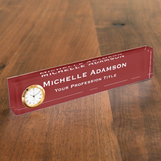 Deep Red Professional Plain Modern Naambordje (Zijkant)