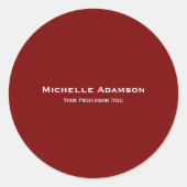 Deep Red Professional Plain Modern Ronde Sticker (Voorkant)