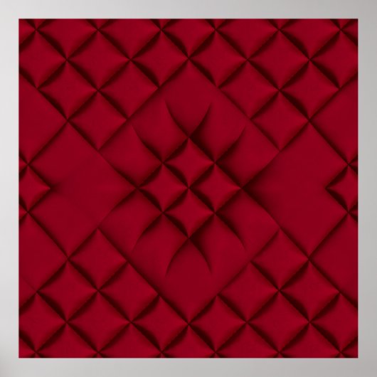 Deep Red Quilted Leather Pattern Poster (Voorkant)