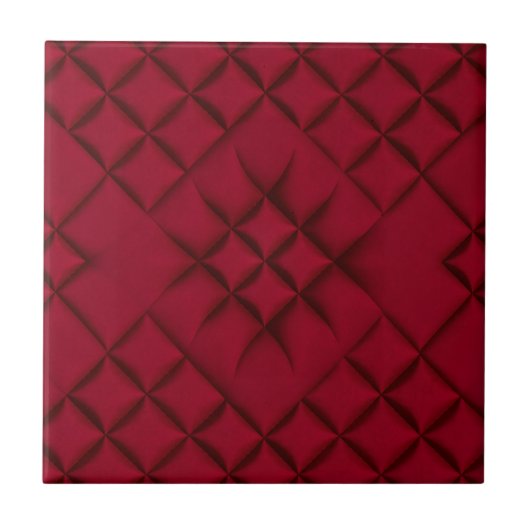 Deep Red Quilted Leather Pattern Tegeltje (Voorkant)