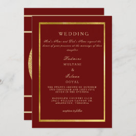 Deep Red Regal Gold Wedding Kaart