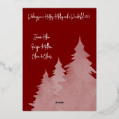 Deep Red & Roos Gold Kerstbomen Foto Folie Feestdagenkaart (Achterkant)