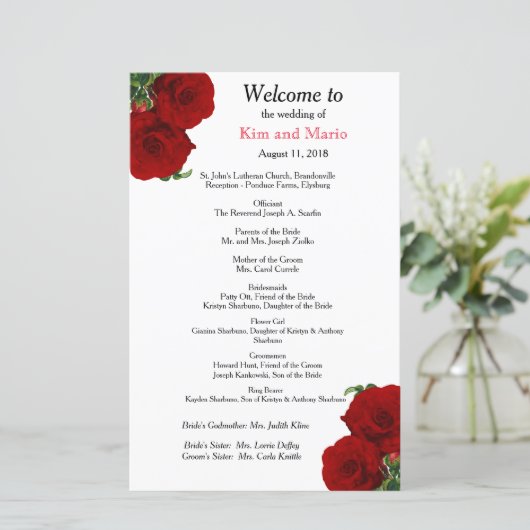Deep Red Rose Floral - Programma (Staand voorkant)